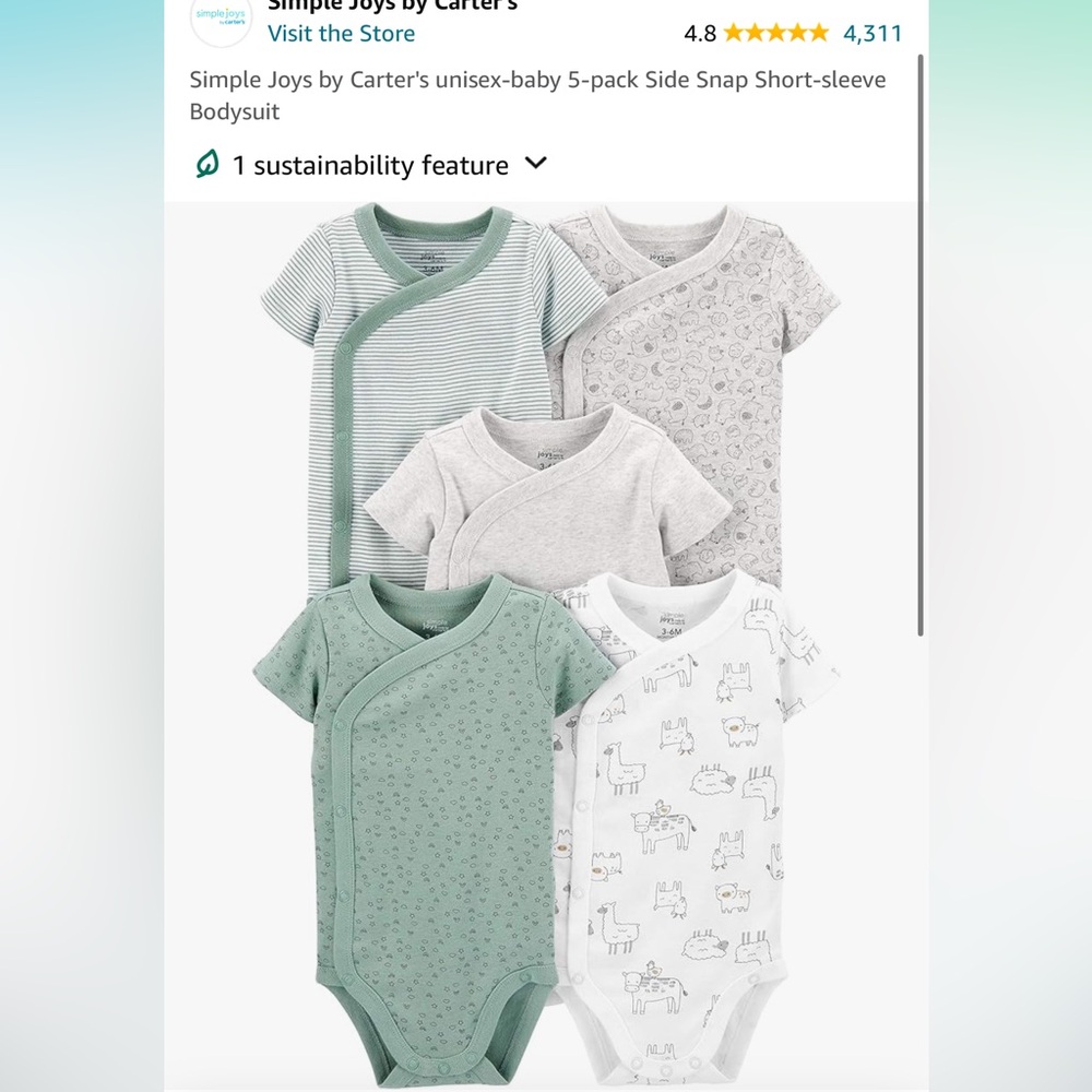 Simple Joys by Carter's unisex-baby 5-pack Side Snap Short-sleeve Bodysuit